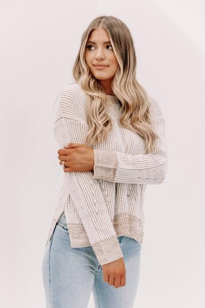 Beige Round Neck Sweater | Lane 201 Boutique