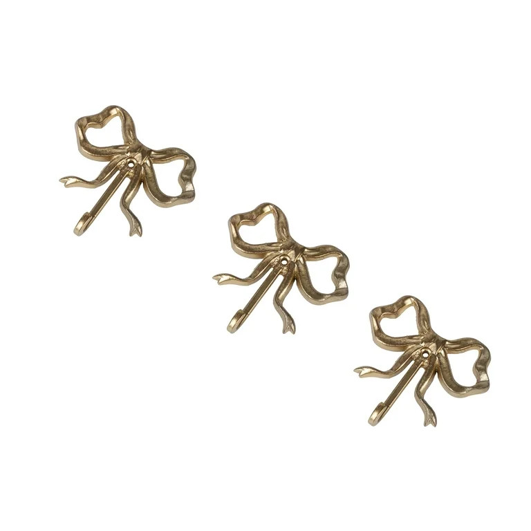 Home Decor Collection, Gold Cast Iron Bow Design 3 PC Indoor Wall Hooks | Walmart (US)