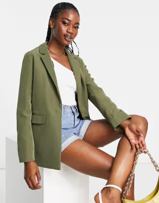 New Look boyfriend blazer in khaki | ASOS (Global)