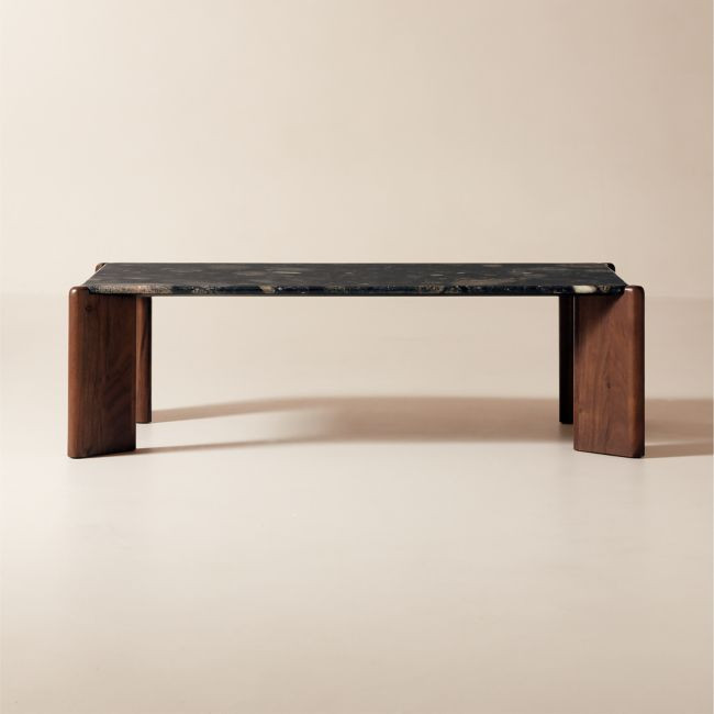 Santoro 53" Rectangular Black Marble Coffee Table | CB2