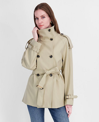 Women's Funnel-Neck Belted Trench Coat | Macy's