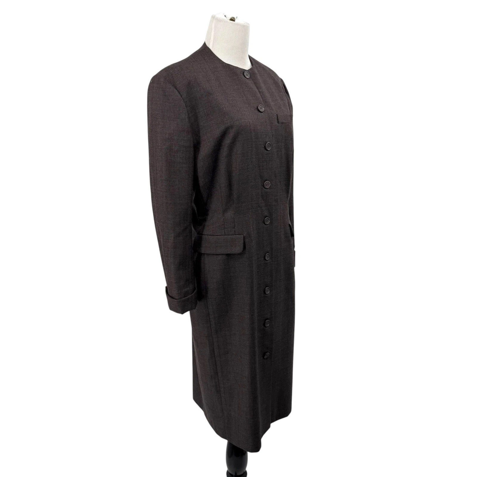 Vintage Ralph Lauren Collection 100% Wool Dress S Academia 10 Gray Button Front | eBay US