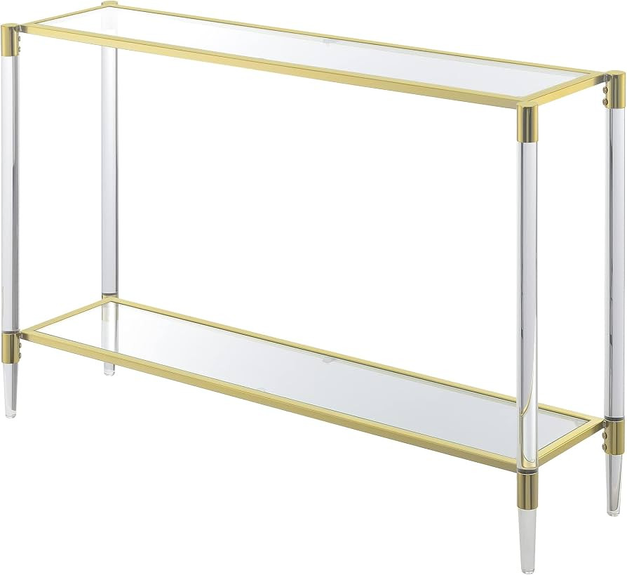 Convenience Concepts Royal Crest Acrylic Glass Console Table 44.25" - Modern 2-Tier Tempered Glas... | Amazon (US)