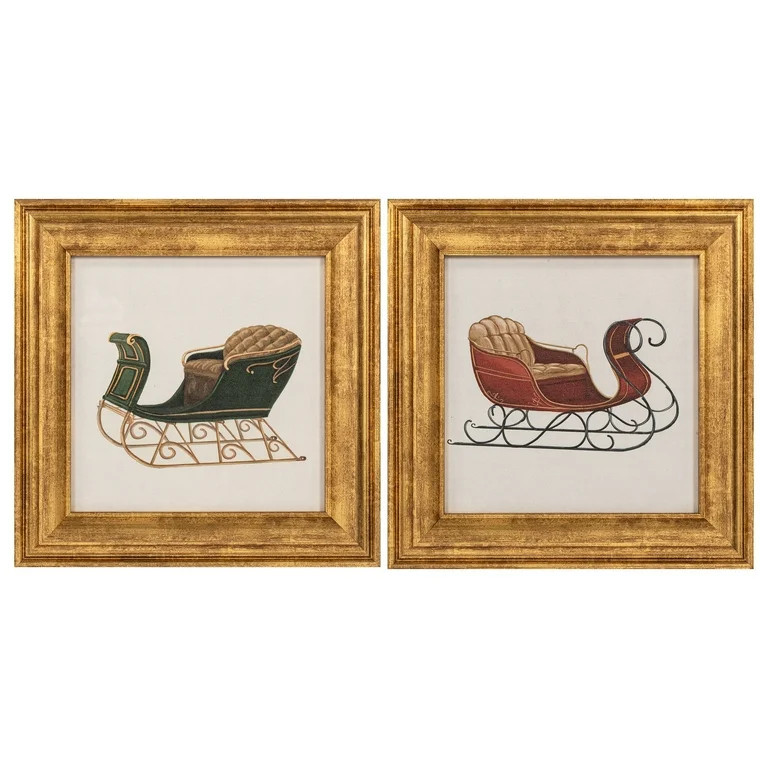 My Texas House Festive Sleighs Framed Holiday Wall Art 12x12 | Walmart (US)