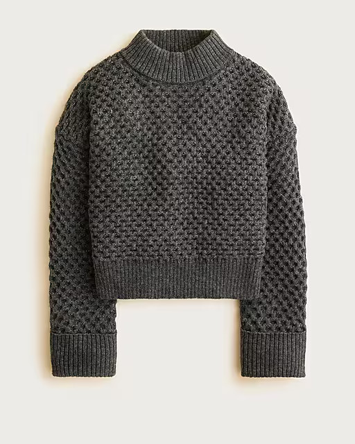 Honeycomb mockneck sweater in wool blend | J. Crew US