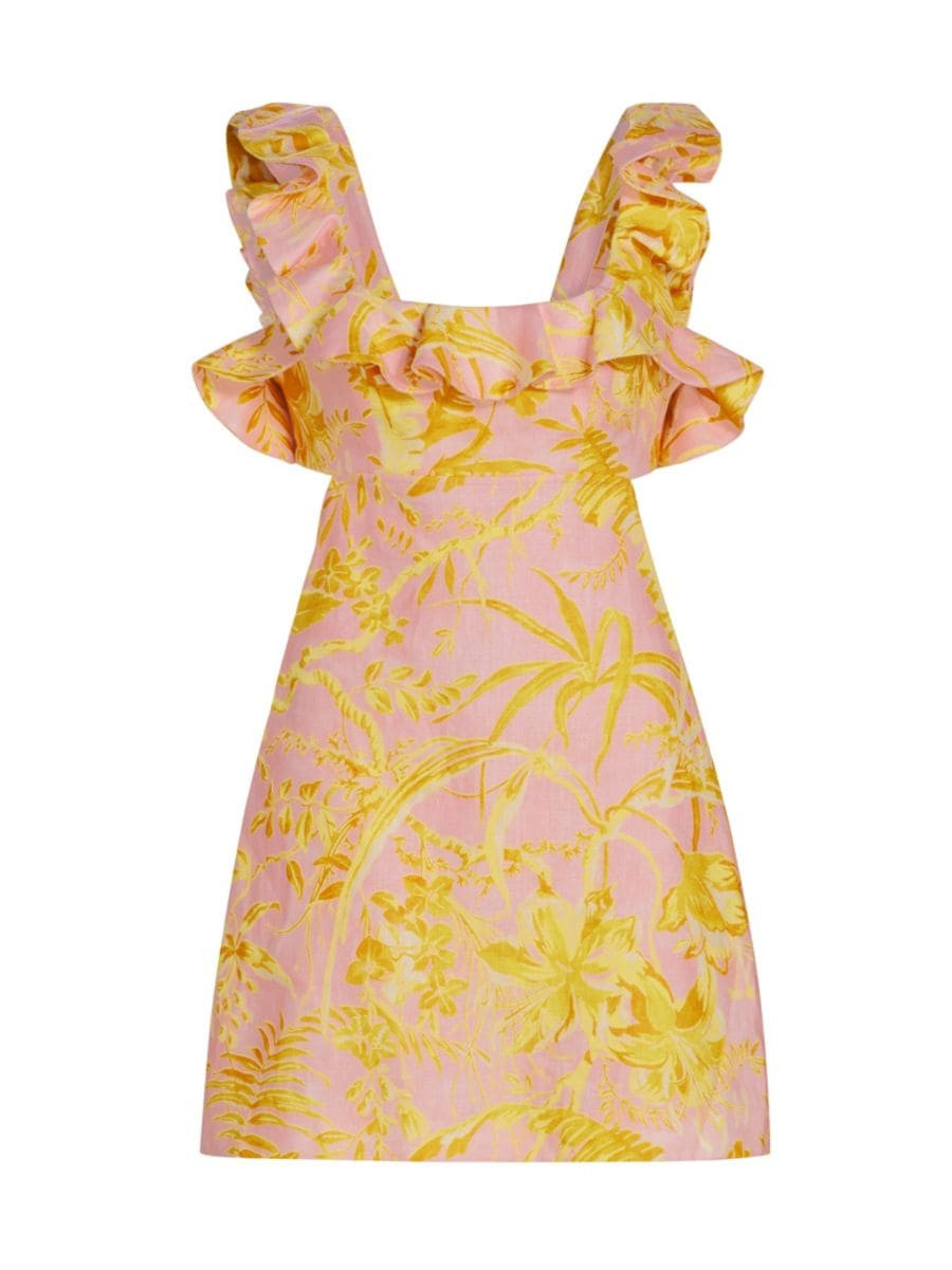 Golden Ruffle Minidress | Saks Fifth Avenue