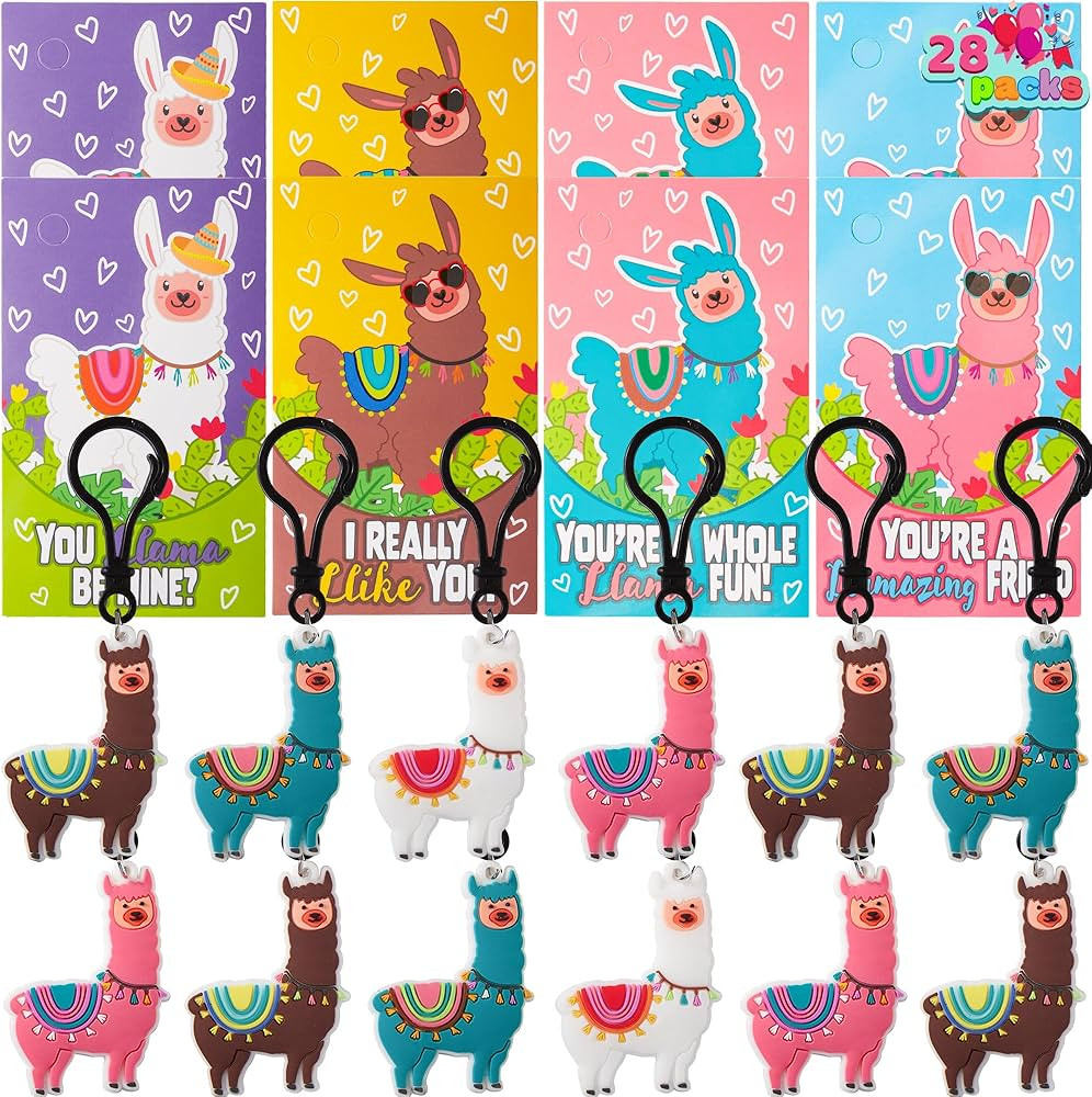 JOYIN 28 Pack Valentines Day Gifts Cards for Kids with Llama Key Chain for Valentine's Classroom ... | Amazon (US)