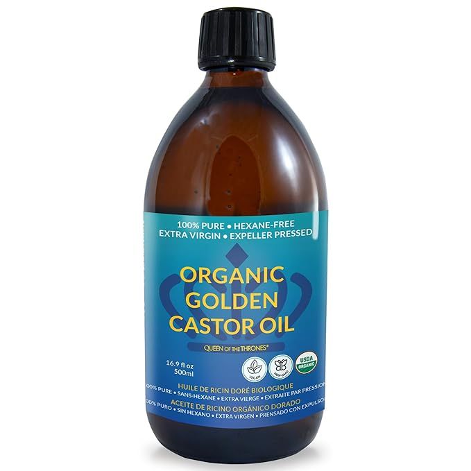 QUEEN OF THE THRONES Organic Golden Castor Oil - 500mL (16.9oz) | 100% Pure & Expeller-Pressed fo... | Amazon (US)