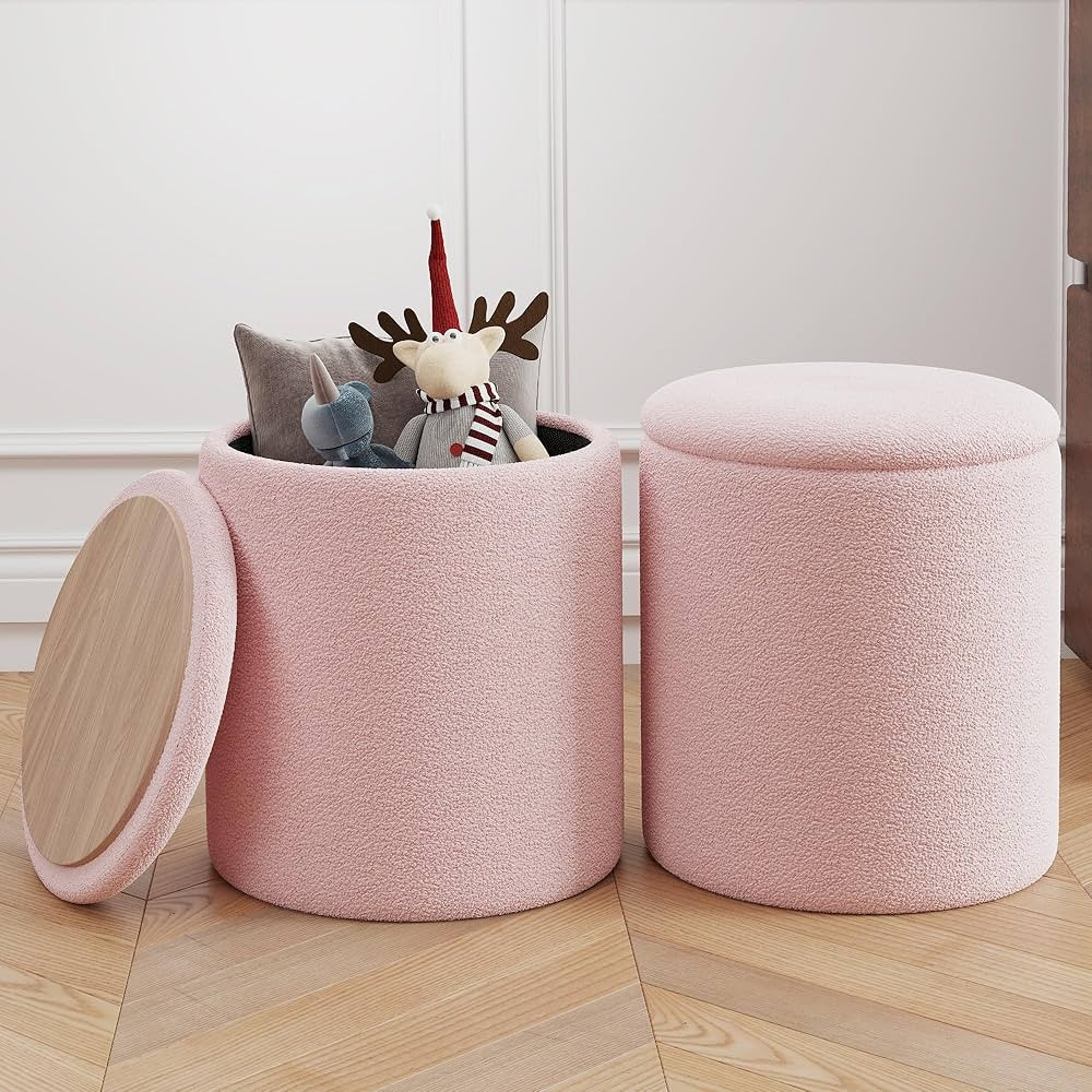 Ottoman Poufs with Storage, Set of 2 Soft Upholstered Vanity Stool,Multifunctional Ottomans Coffe... | Amazon (US)