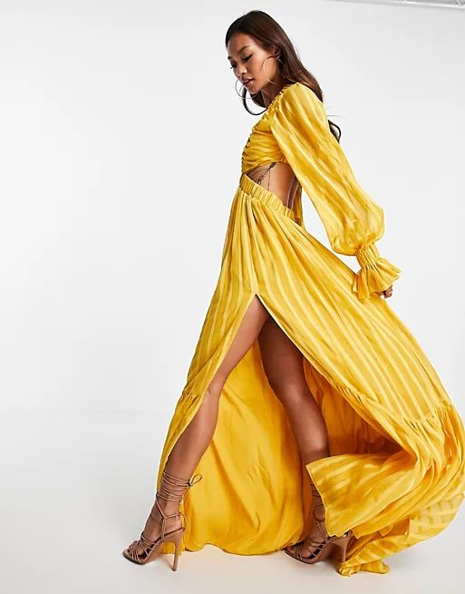 ASOS DESIGN - Robe longue à décolleté plongeant et découpes | ASOS (Global)