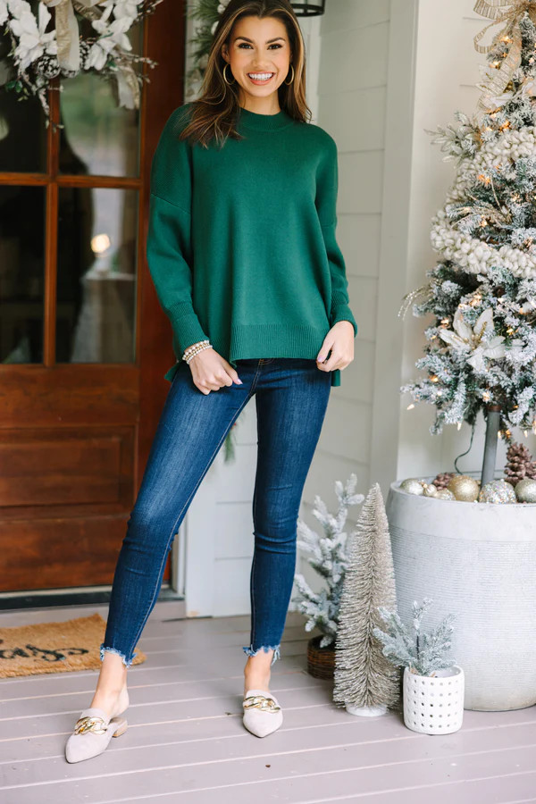 Perfectly You Emerald Green Mock Neck Sweater | The Mint Julep Boutique