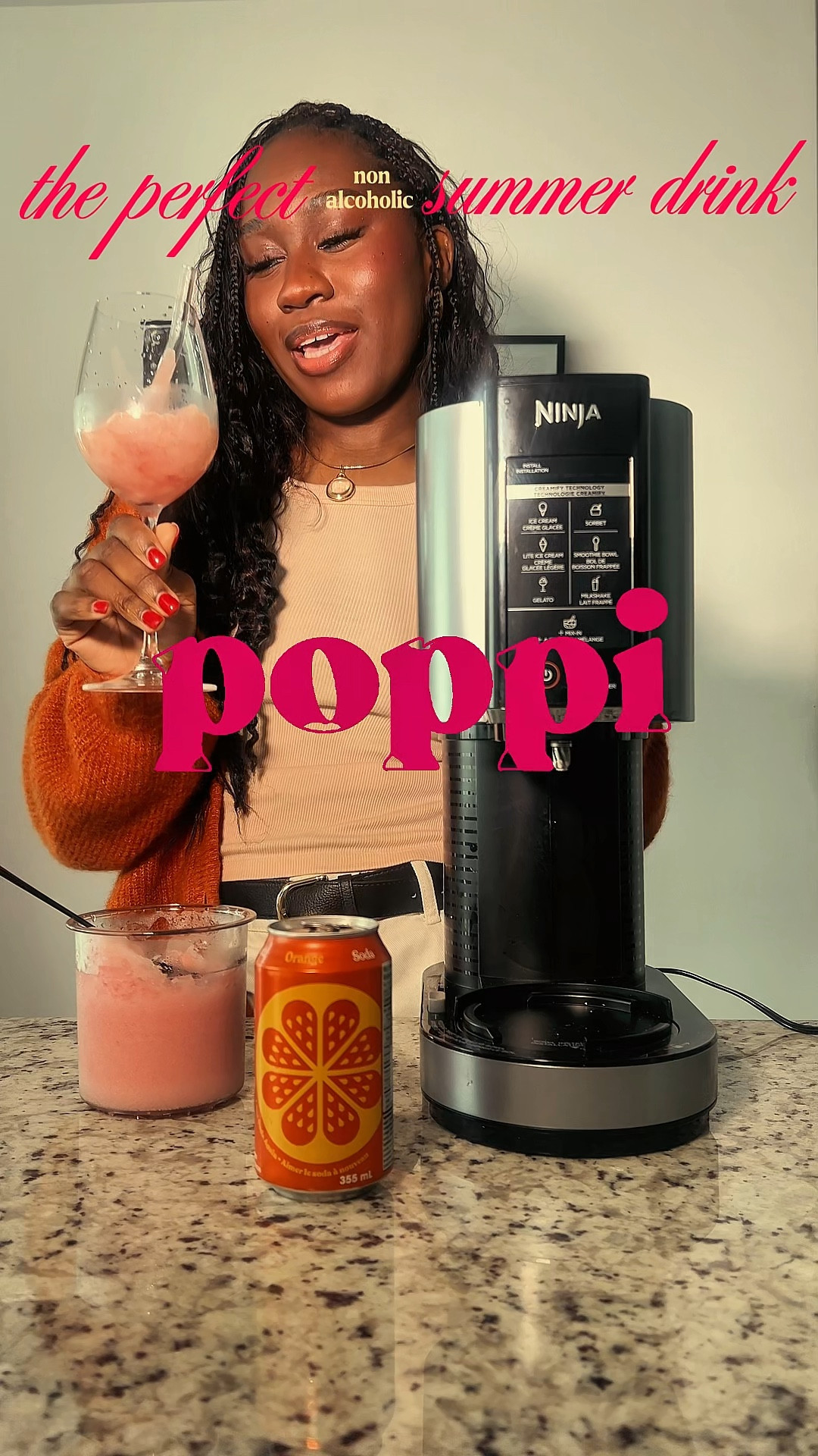 how to make the perfect non alcoholic aperol spritz for less than $10

ninja creami recipes, aperol spritz, poppi, non alcoholic drink, summer cocktails