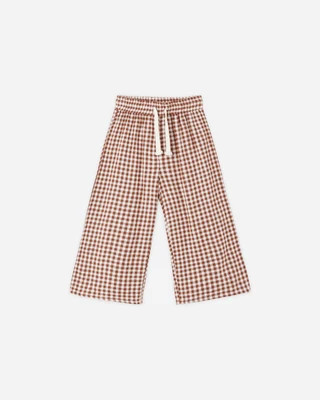 Wide Leg Pant Brick Check | Rylee + Cru