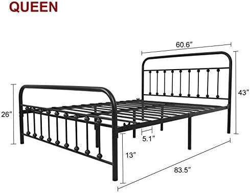 Black Metal Bed Frame Queen Size with Headboard and Footboard Single Platform Mattress Base,Metal... | Amazon (US)