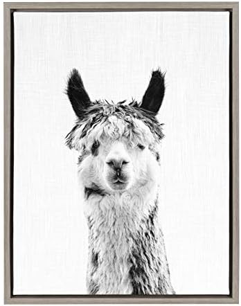 Kate and Laurel Sylvie Llama Framed Canvas by Simon Te Tai, 18x24, Gray | Amazon (US)