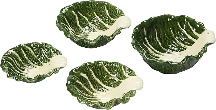 Hand-Painted Cabbage Shaped Stoneware Bowls, Set of 4 | Amazon (US)