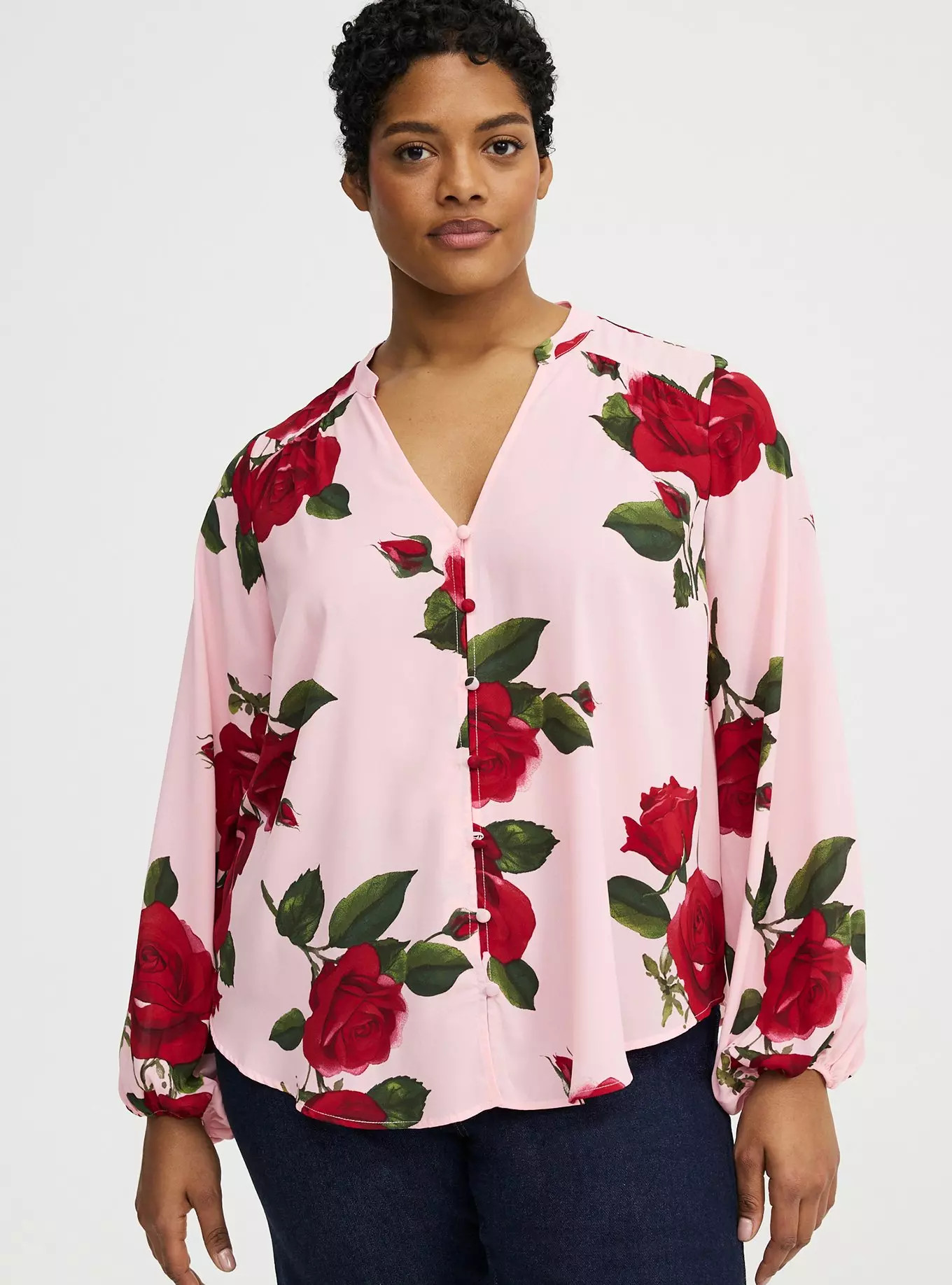 Georgette Button Front Blouse | Torrid (US & Canada)