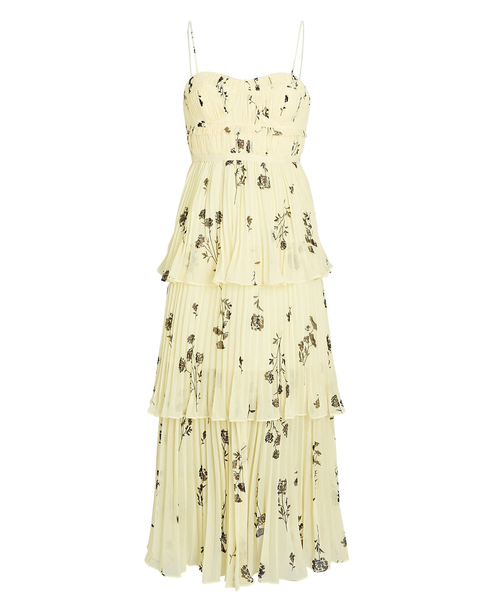 Floral Silhouette Tiered Midi Dress | INTERMIX