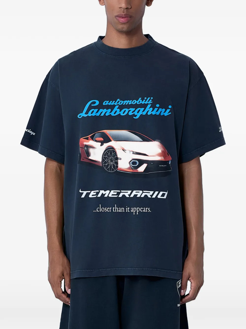 Balenciaga Lamborghini-print crew-neck T-shirt | Black | FARFETCH ID | Farfetch Global
