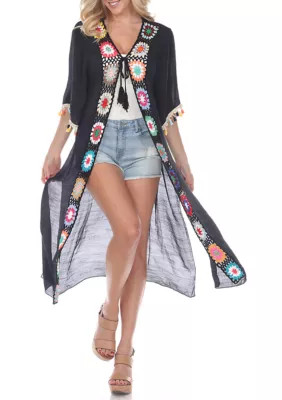 White Mark Women's Crochet Kimono Cover-Up | Belk