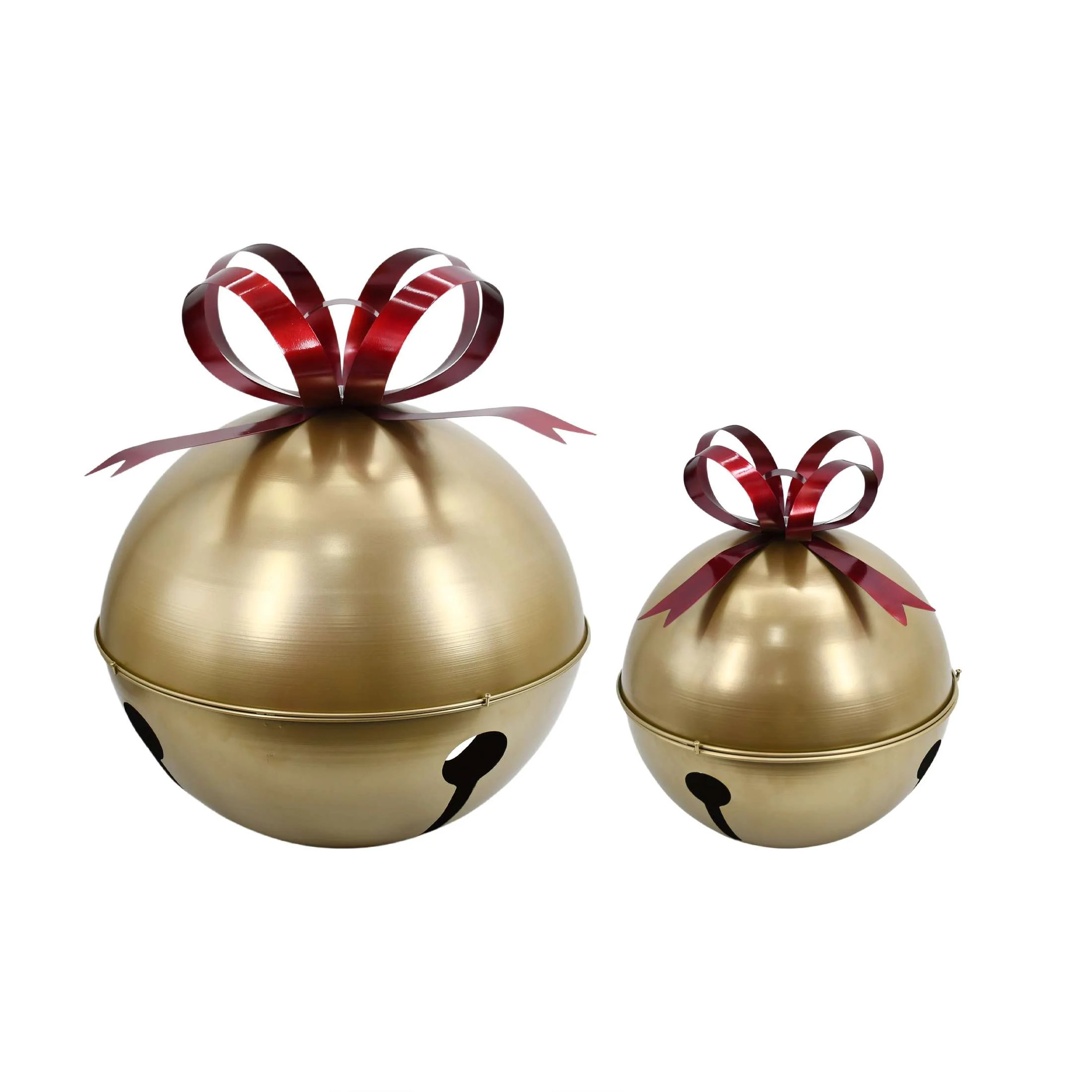 Metal Bell Outdoor Christmas Decoration, Gold and Red, Set of 2, by Holiday Time | Walmart (US)