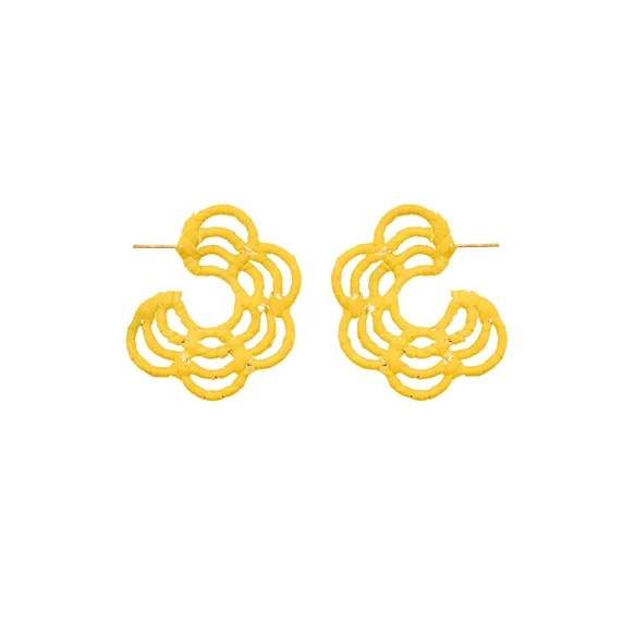 Time and Tru Raffia Wrapped Hoop Earrings, Pale Yellow, 1 Pair | Walmart (US)