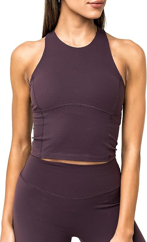 Kamo Fitness Ellyn Tank Top Crop Sports Bra for Women Soft Padded Built-in Bra Longline Yoga Runn... | Amazon (US)