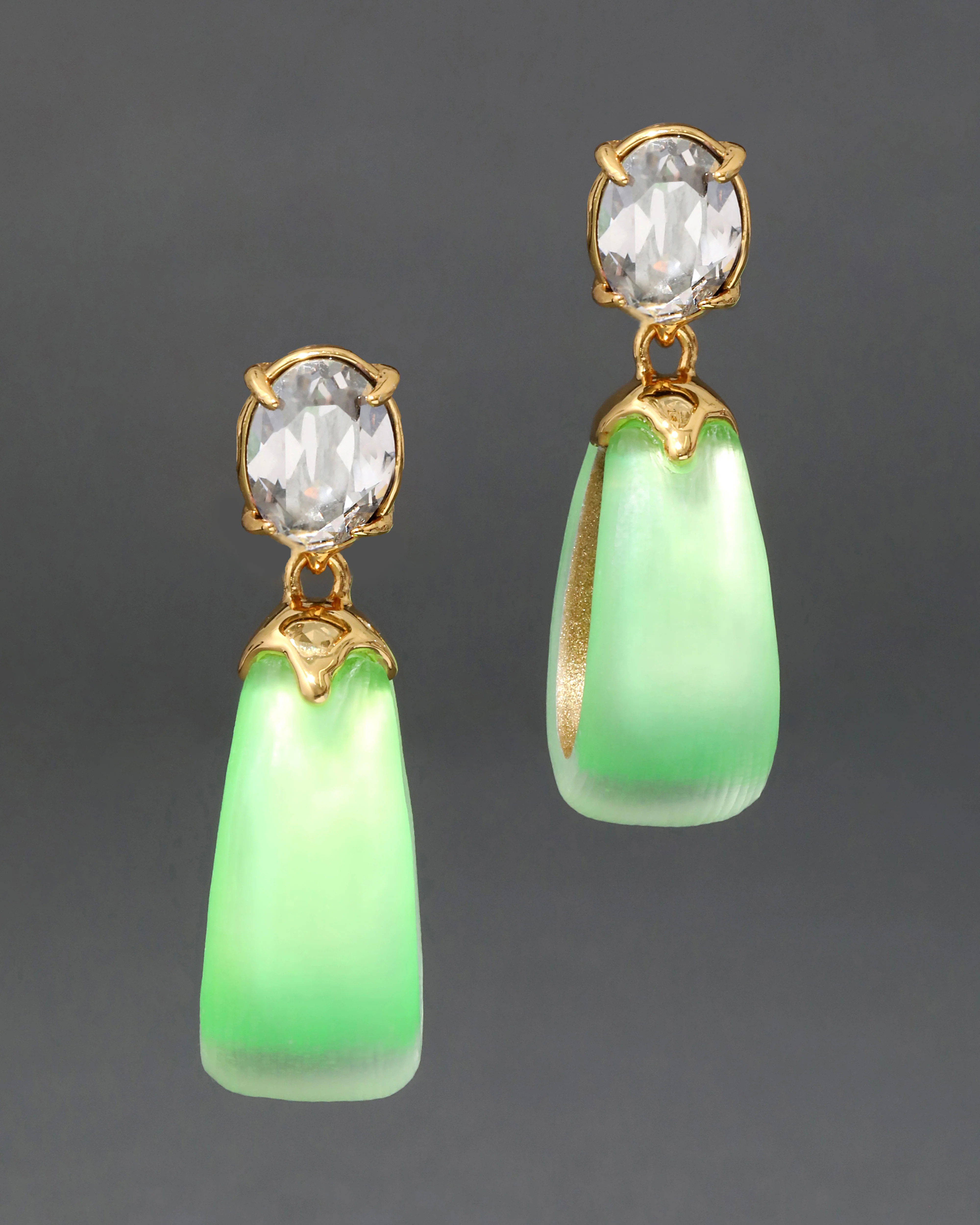 Neon Green Bonbon Crystal Lucite Small Teardrop Hoop Earring | Alexis Bittar | Alexis Bittar