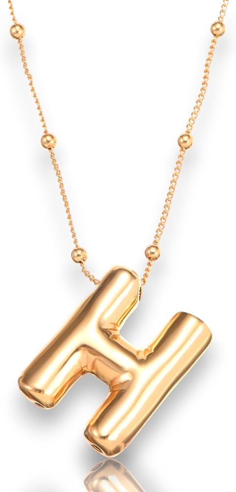 Balloon Initial Necklaces For Women, Dainty Bubble Letter Necklace,18k Gold Plated Balloon Pendan... | Amazon (US)