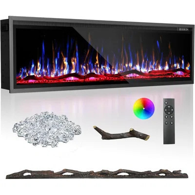 72 Inch Electric Fireplace-Recessed & Wall Mounted Linear Fireplace-750/1500W | Wayfair North America