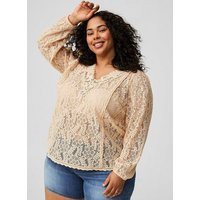 Lace Mix Long Sleeve Blouse in Ivory-Cream | Torrid (US & Canada)