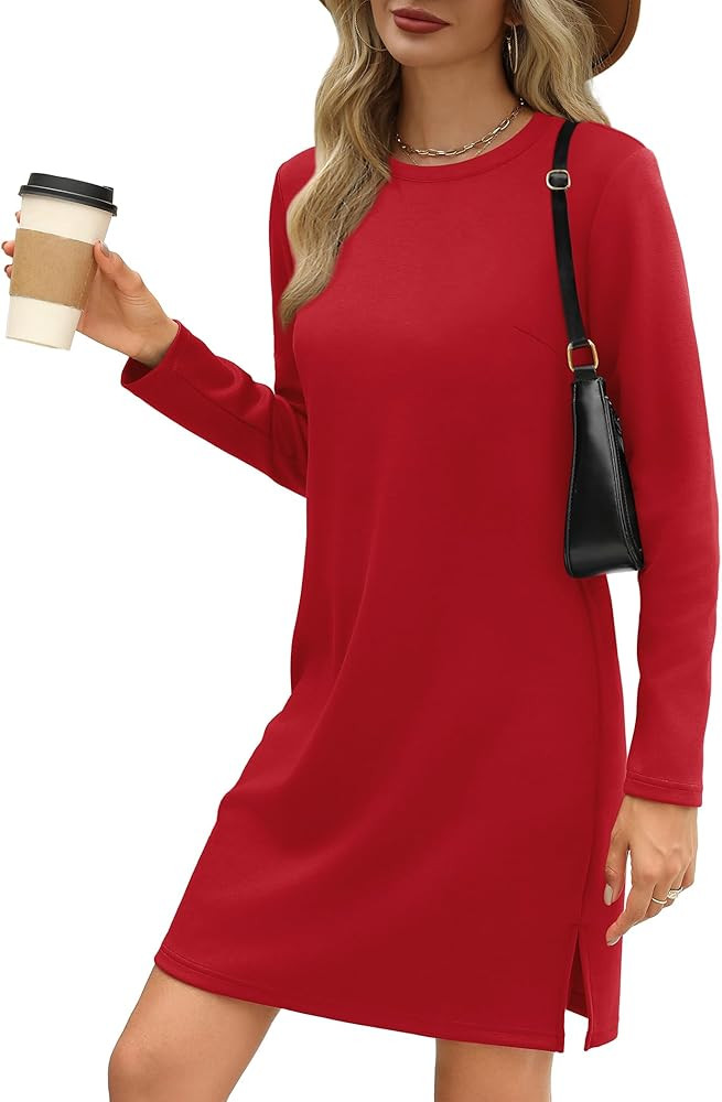SAMPEEL Dresses for Women 2024 Casual Long Sleeve Dress Trendy Fall Fashion Cozy Travel Airport O... | Amazon (US)