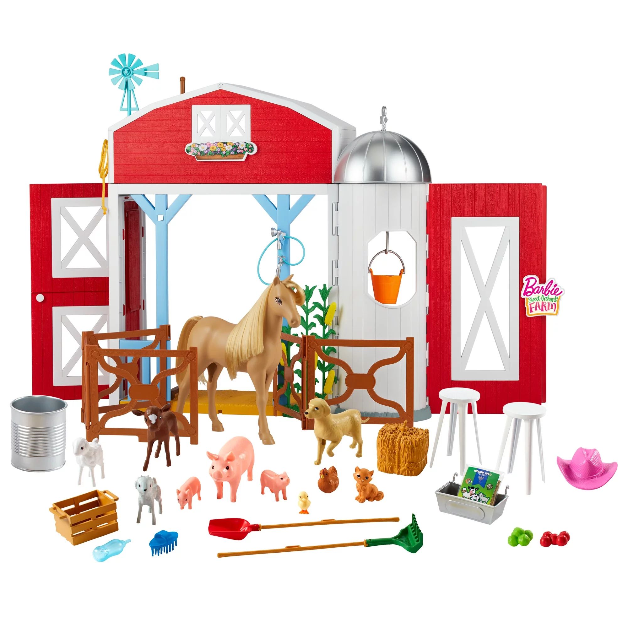 Barbie Sweet Orchard Farm Playset with Barn, Horse, 10 Farm Animals & 15 Accessories, Moving Piec... | Walmart (US)