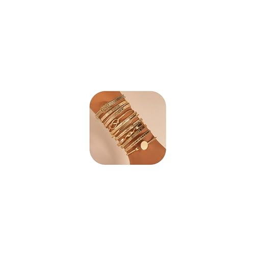 ÌF ME Gold Bangle Bracelets for Women, Indian Bangles Stackable Set, Multi Layer Textured 18K Gold Plated Chunky Bracelets Boho Jewelrys Set | Amazon (US)