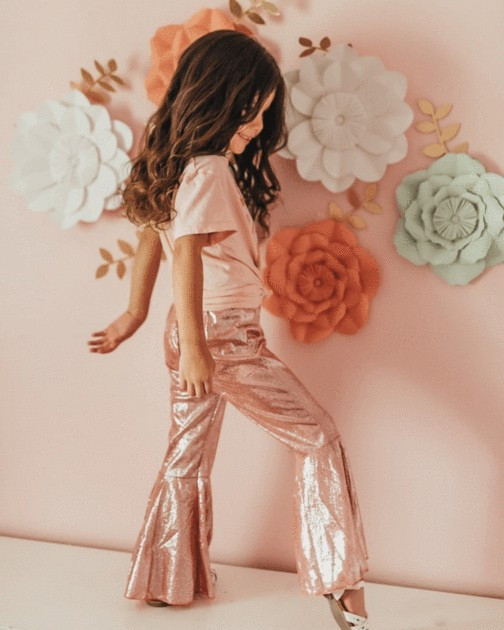 Lina Pleated Bell Bottoms - Time-To-Shine Rose | Bailey's Blossoms