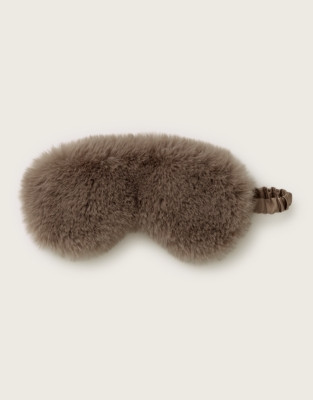 The White Company Faux Fur Sleep Eye Mask, Ivory, Size: One Size | The White Company UK & ROW