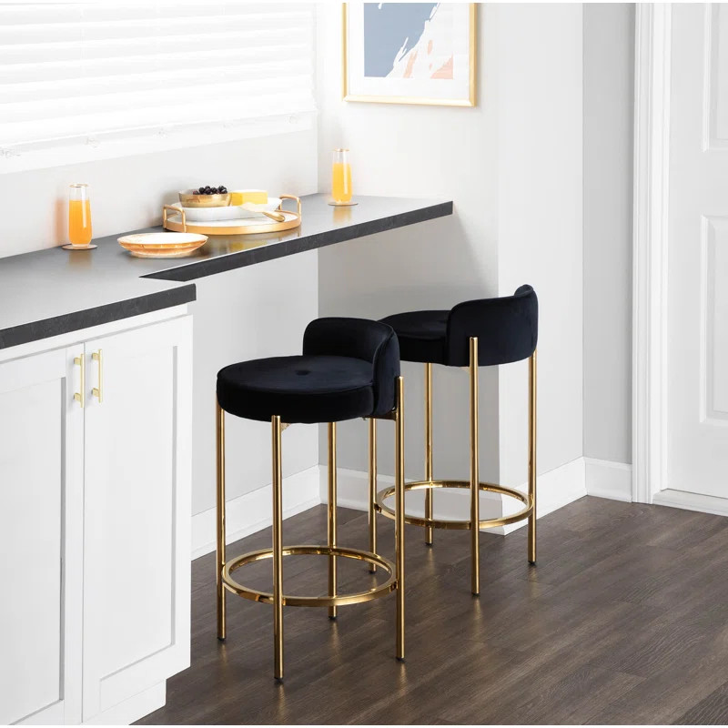 Averie 25.5'' Velvet Counter Stool | Wayfair North America