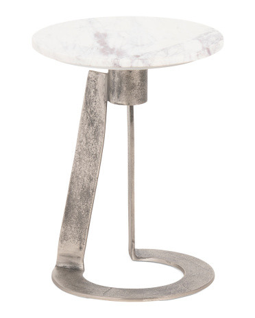 14x18in Leyton Marble Cast Aluminum Accent Table | TJ Maxx