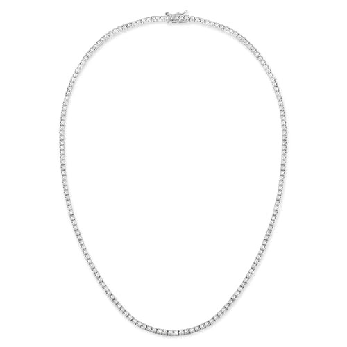 Gemsme 18K White/Yellow Gold Plated 3.0mm Round Cubic Zirconia Classic Tennis Necklace For Women ... | Amazon (US)