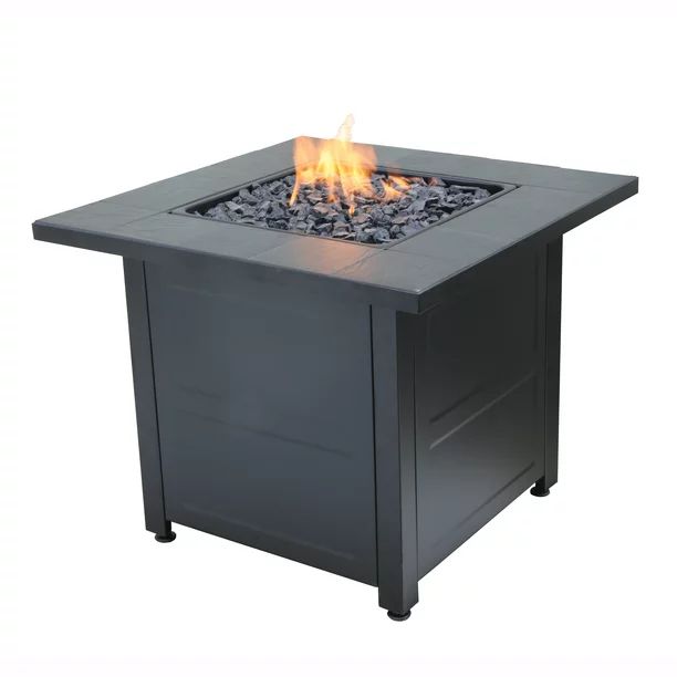 Endless Summer Black Tile Mantle Liquid Propane Outdoor Fire Table | Walmart (US)