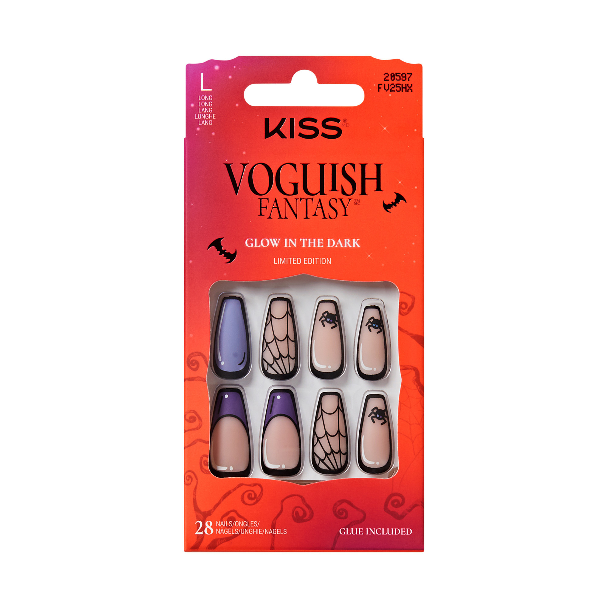 KISS Voguish Fantasy Halloween Press On Nails, ‘Moonlit Magic’, Long Coffin, 28 Count | Walmart (US)