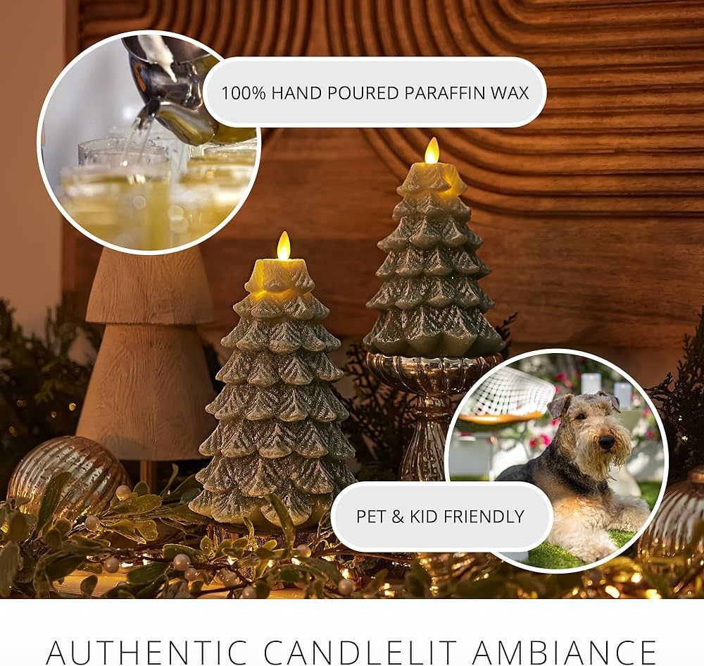 Luminara Christmas Tree Flameless Candle Glitter and Snow Finish (4.7" x 6.5") Moving Flame Effec... | Amazon (US)