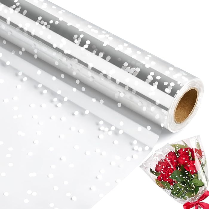 Jutieuo Clear Cellophane Wrap Roll | 100’Ft. Long X 34”In. Wide | 2.5 Mil Thick Crystal Clear... | Amazon (US)