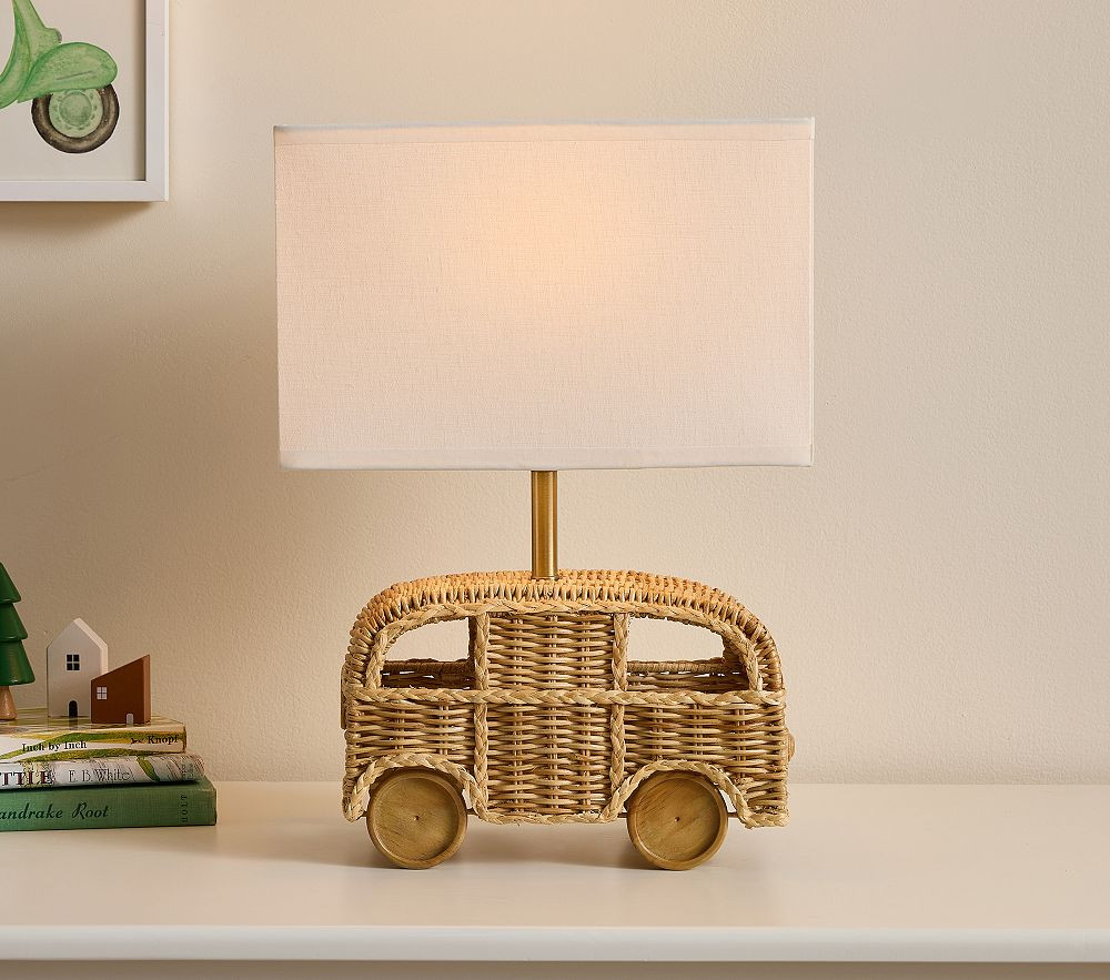 Bus Shaped Rattan Table Lamp (18") | Pottery Barn Kids