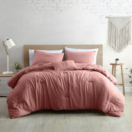 Modern Threads Beck 4-Piece Garment Washed Adult Comforter Set Dark Rose King | Walmart (US)