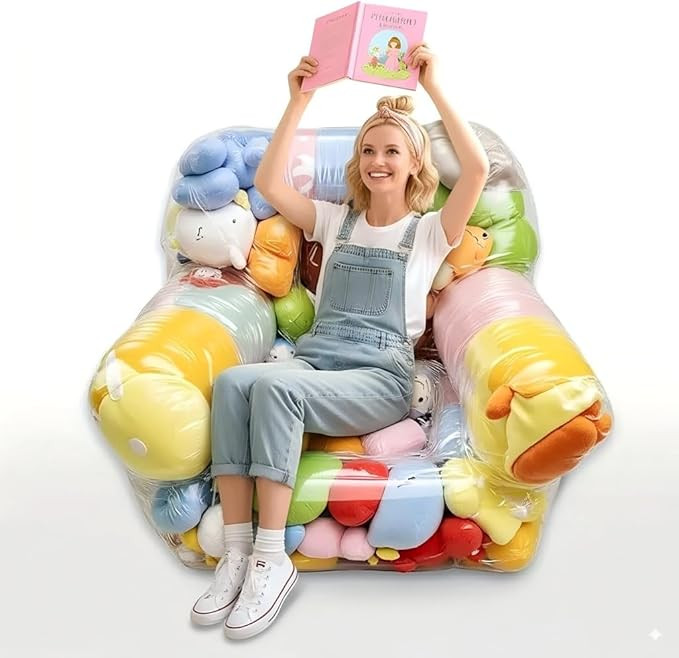 Clear Stuffed Animal Storage Bean Bag Chair Cover for Kids,Extra Large Beanbag Chair Cover with Z... | Amazon (US)