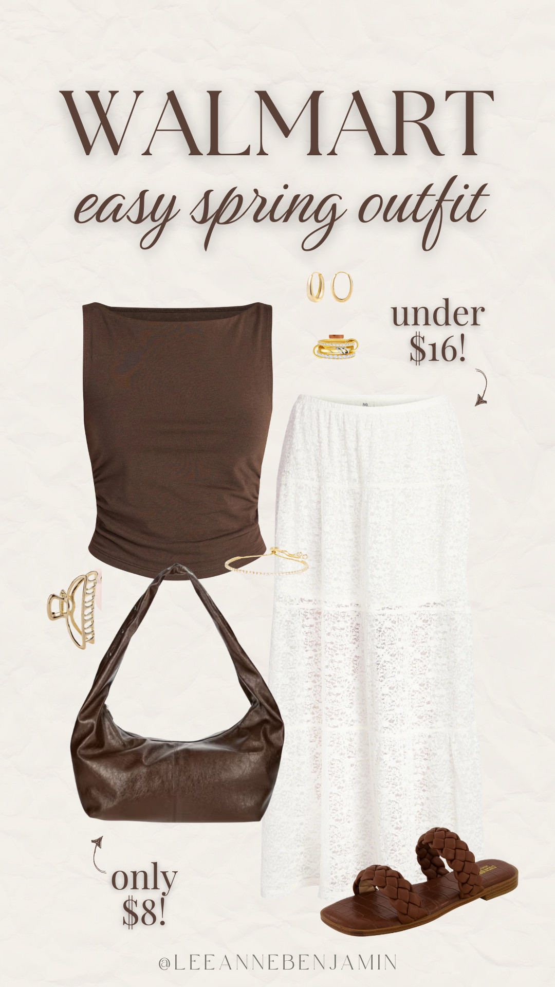 Easy spring outfit from Walmart! Loving the chocolate brown and white!  

 #LTKSpringSale #LTKOver40 #LTKSaleAlert