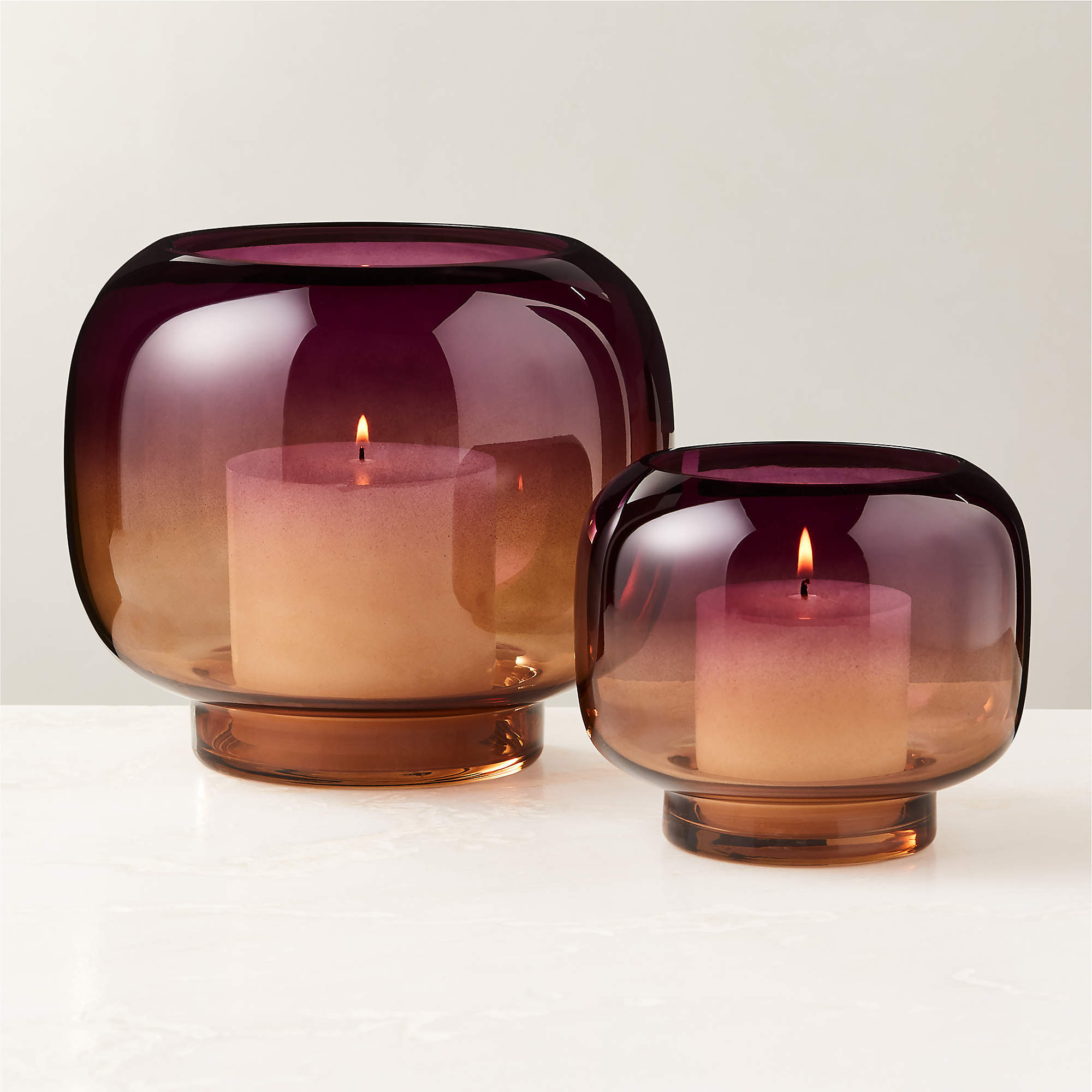 Coco Two-Toned Glass Hurricane Candle Holder Large + Reviews | CB2 | CB2