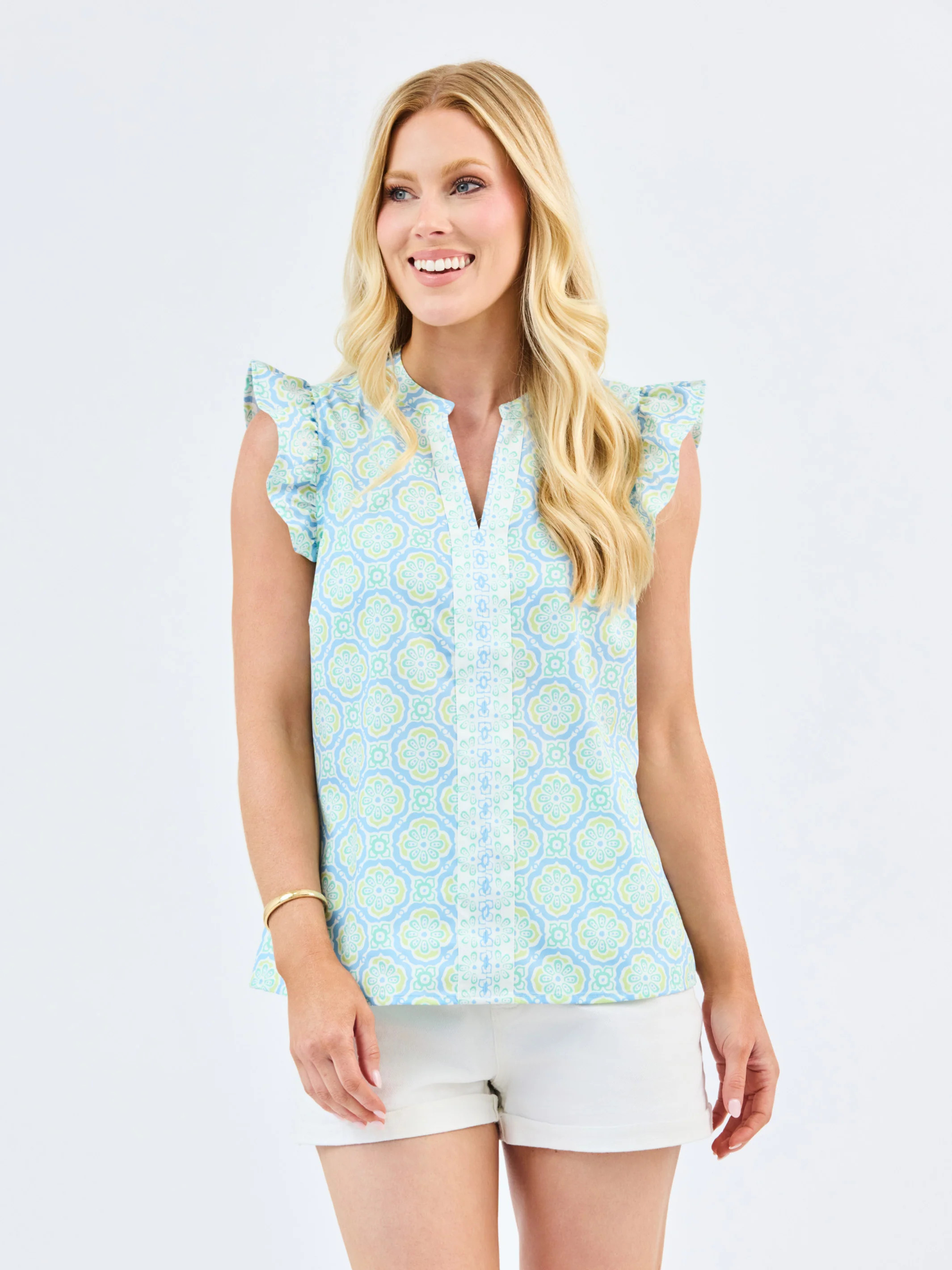 Kira Top | Mosaic Charm Blue | Mary Square