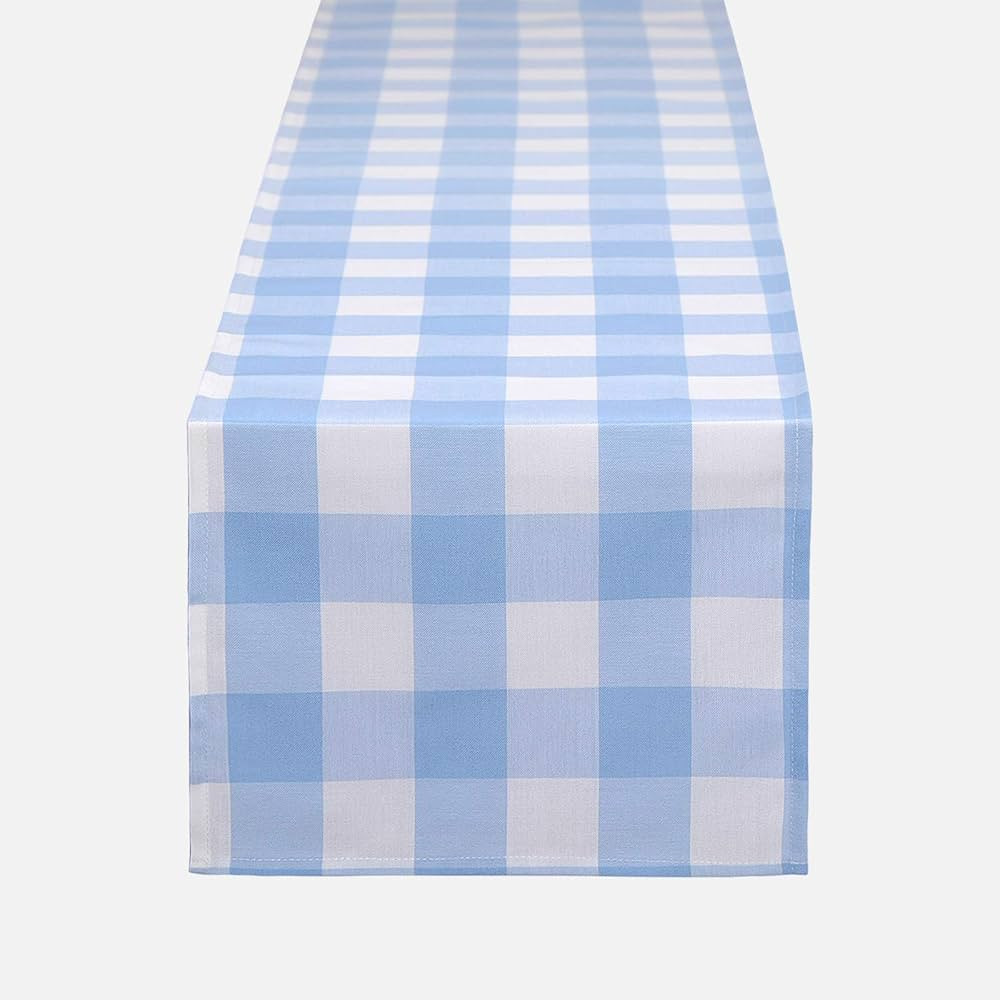 tiosggd Gingham Table Runner Light Blue and White, Buffalo Plaid Check Tablecloth 72 Inches Long ... | Amazon (US)